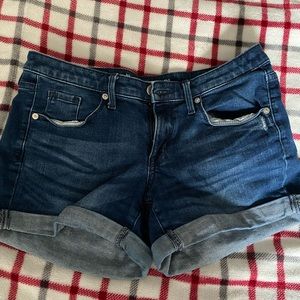 Dark washed denim shorts
